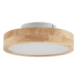 Lindby LED-Deckenlampe Lanira, Ø 30 cm, Holz, Remote, CCT
