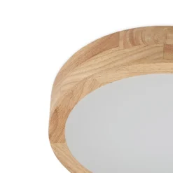 Lindby LED-Deckenlampe Lanira, Ø 30 cm, Holz, Remote, CCT