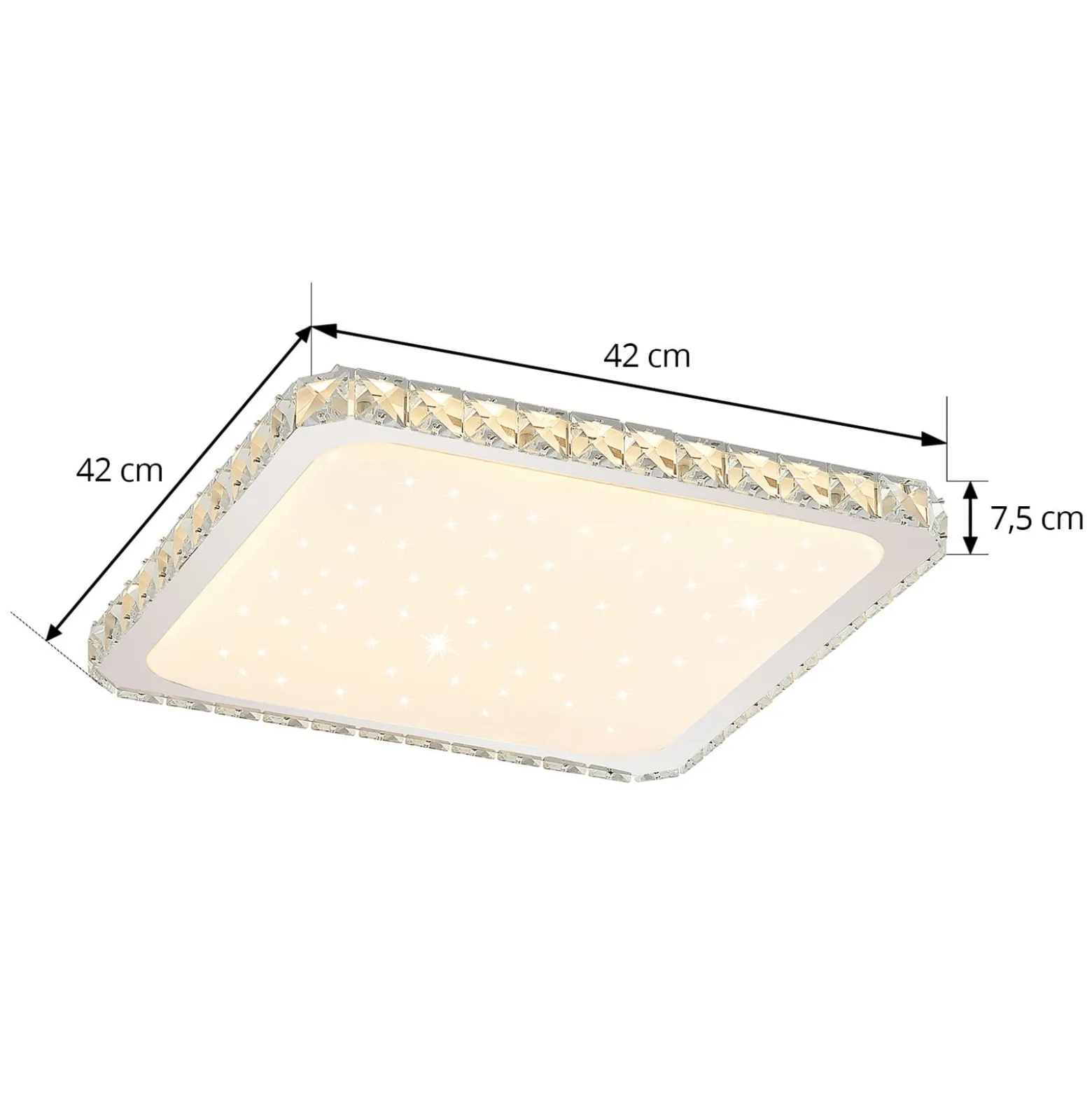 Lindby LED-Deckenlampe Lorand, Kristalle, CCT, Fernbedienung