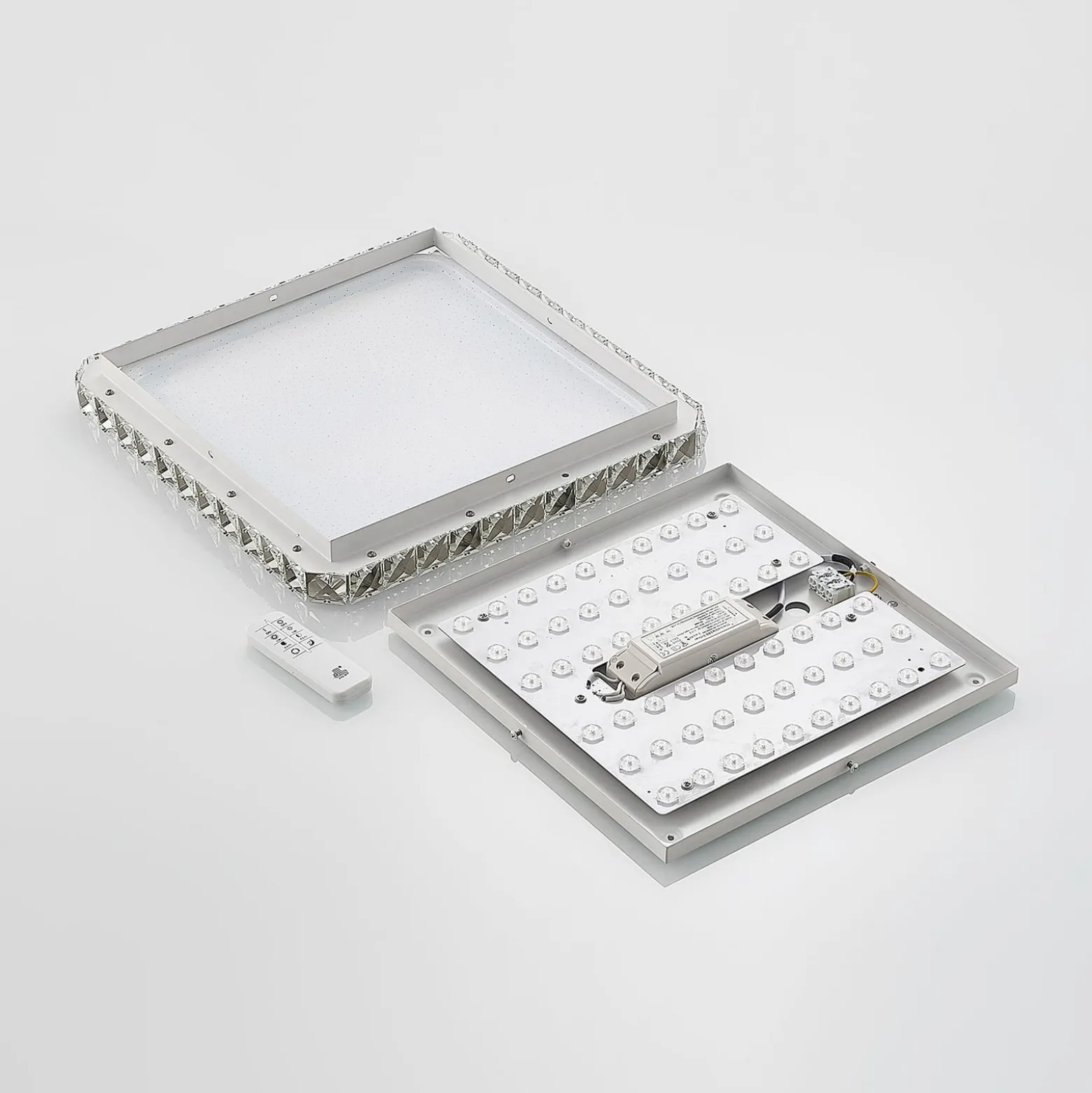Lindby LED-Deckenlampe Lorand, Kristalle, CCT, Fernbedienung