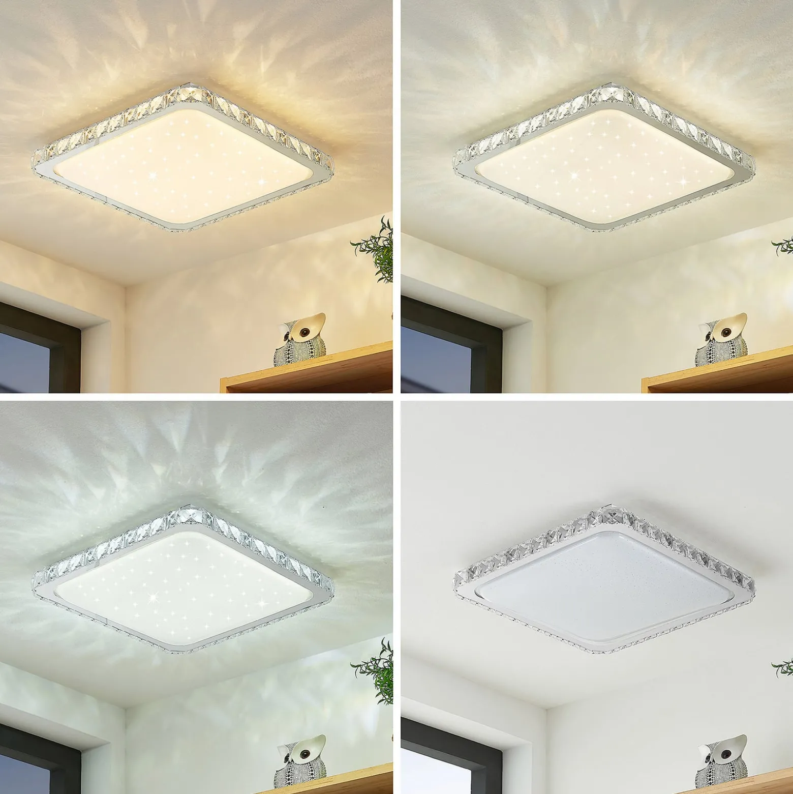 Lindby LED-Deckenlampe Lorand, Kristalle, CCT, Fernbedienung