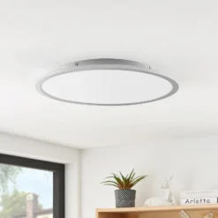 Lindby LED-Deckenlampe Narima, 4.000 K, Ø 50 cm, silber