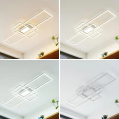 Lindby LED-Deckenleuchte Caitlin, weiß, CCT, Fernbedienung