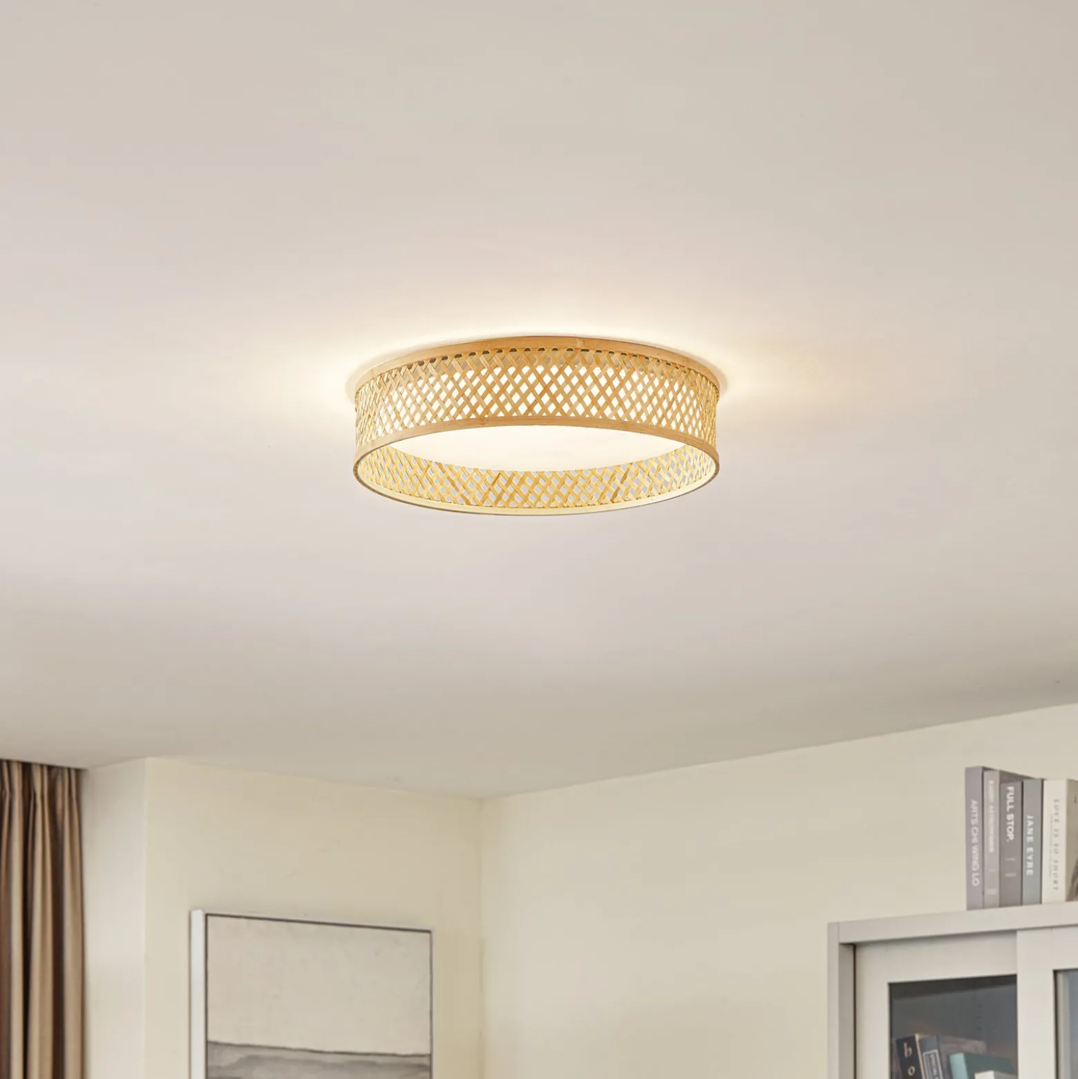 Lindby LED-Deckenleuchte Eilif, Bambus, Ø 40 cm