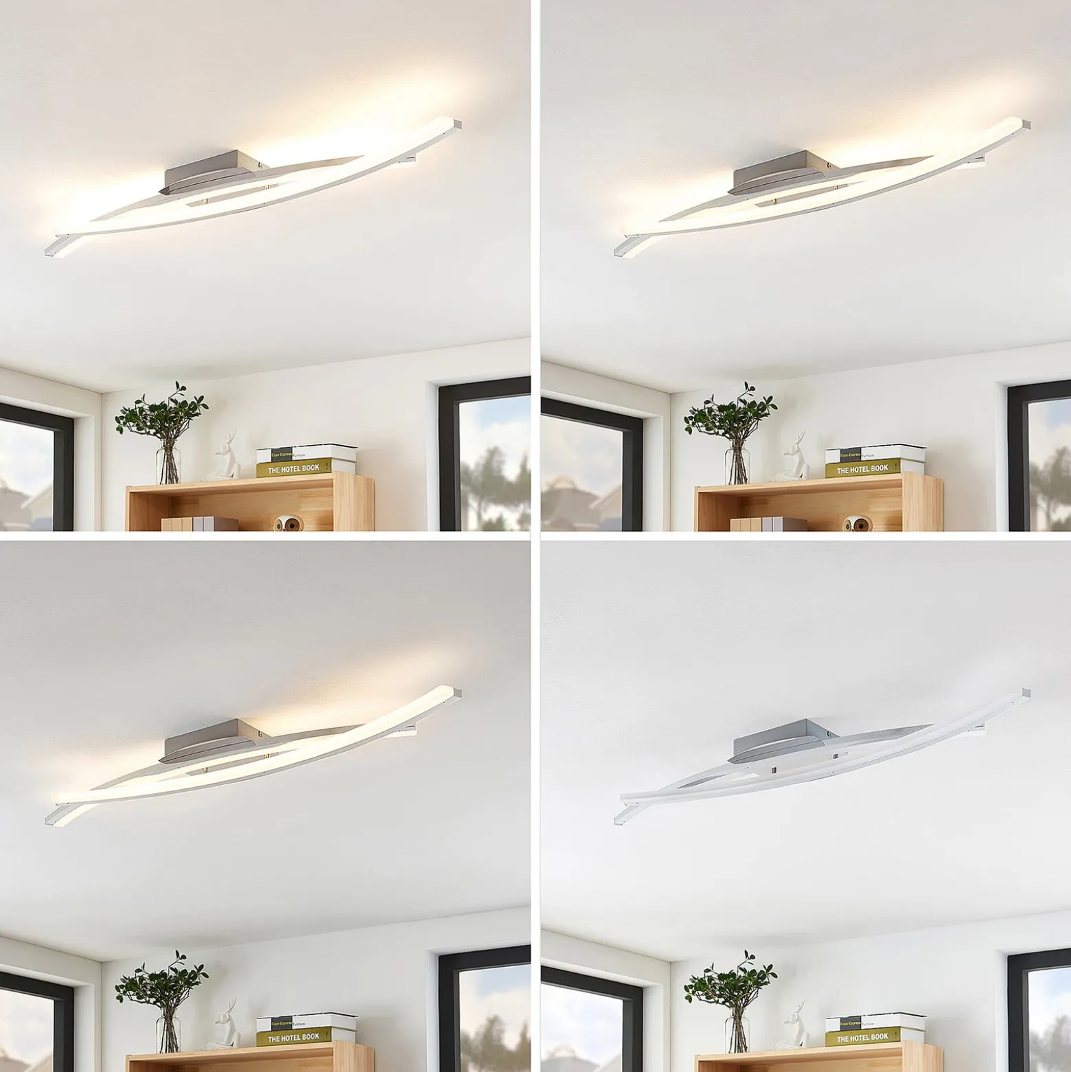 Lindby LED-Deckenleuchte Elarit, chromfarben, 104cm, dimmbar