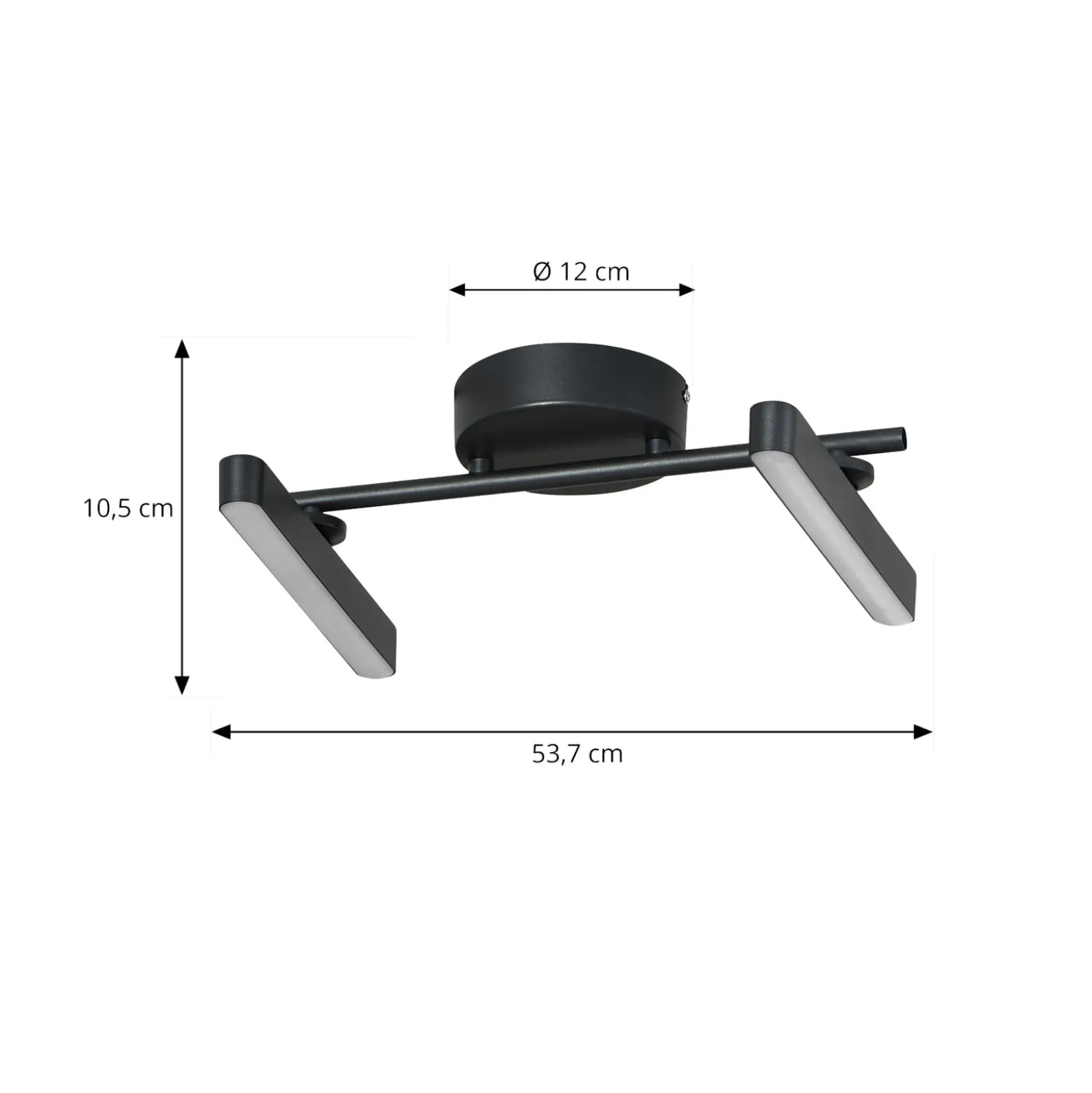 Lindby LED-Deckenleuchte Eldrin, 2-flg., schwarz,Lichtleiste