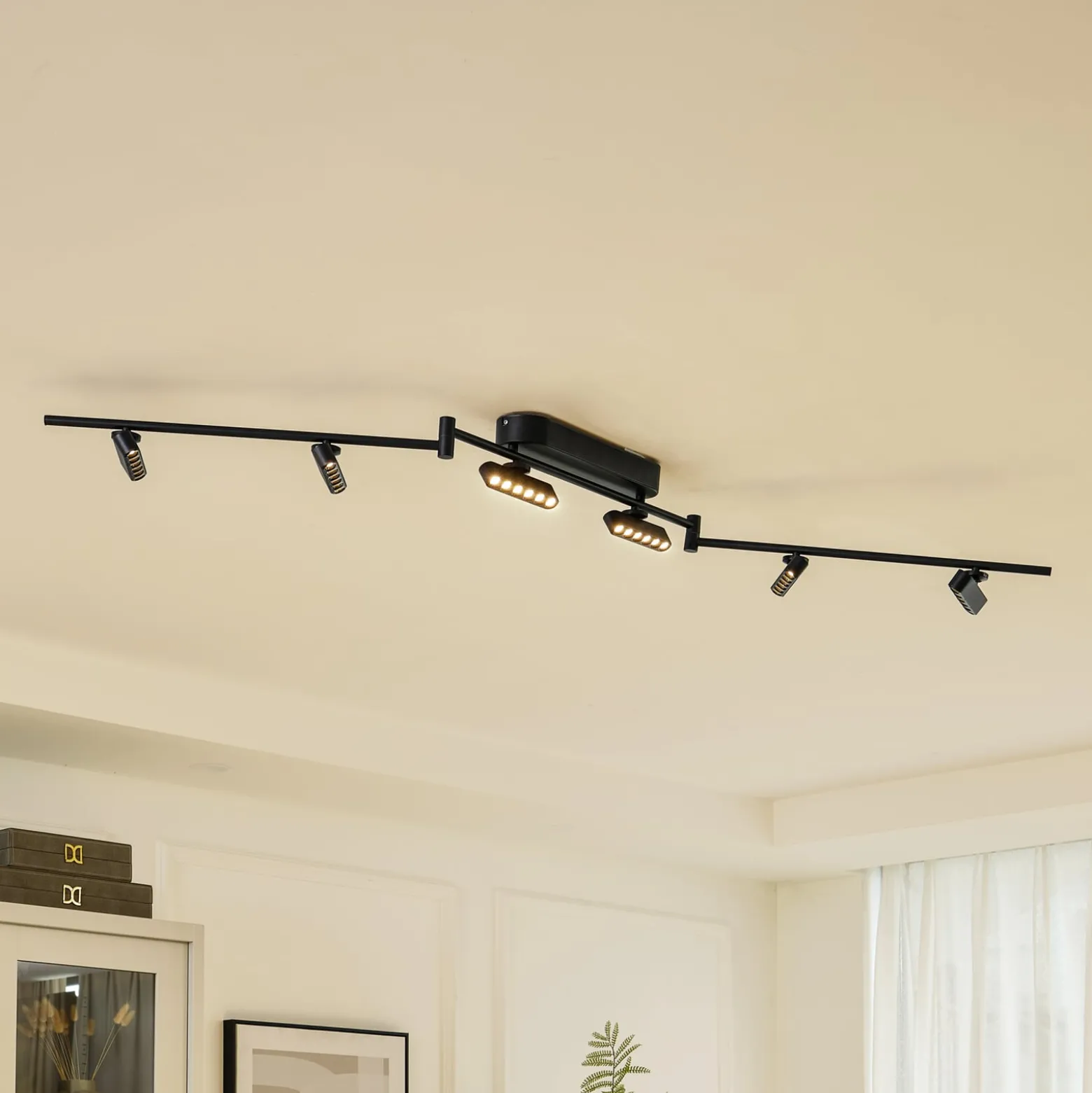 Lindby LED-Deckenleuchte Eldrin, 6-flg., schwarz,Lichtpunkte