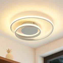 Lindby LED-Deckenleuchte Emisua, weiß, CCT, dimmbar