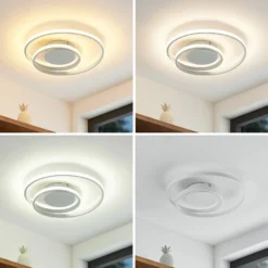Lindby LED-Deckenleuchte Emisua, weiß, CCT, dimmbar