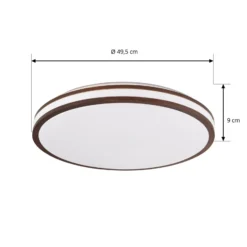 Lindby LED-Deckenleuchte Emiva, Ø 50 cm, Holz dunkel, CCT