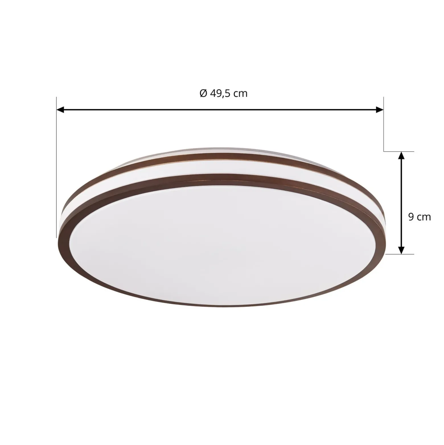 Lindby LED-Deckenleuchte Emiva, Ø 50 cm, Holz dunkel, CCT