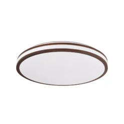 Lindby LED-Deckenleuchte Emiva, Ø 50 cm, Holz dunkel, CCT