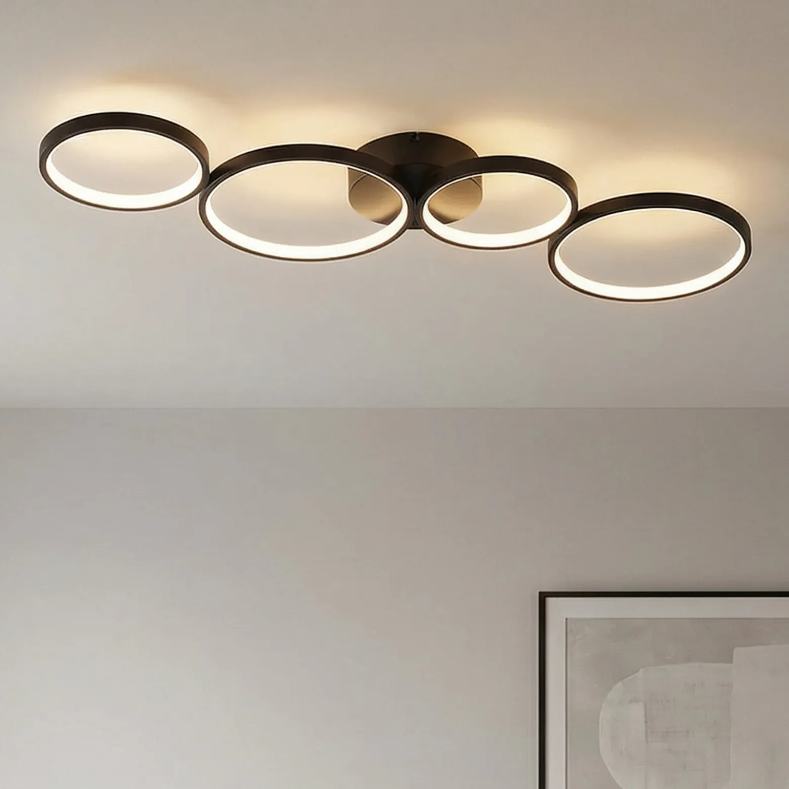 Lindby LED-Deckenleuchte Evengeline, schwarz, Alu, 88 cm