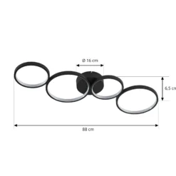 Lindby LED-Deckenleuchte Evengeline, schwarz, Alu, 88 cm