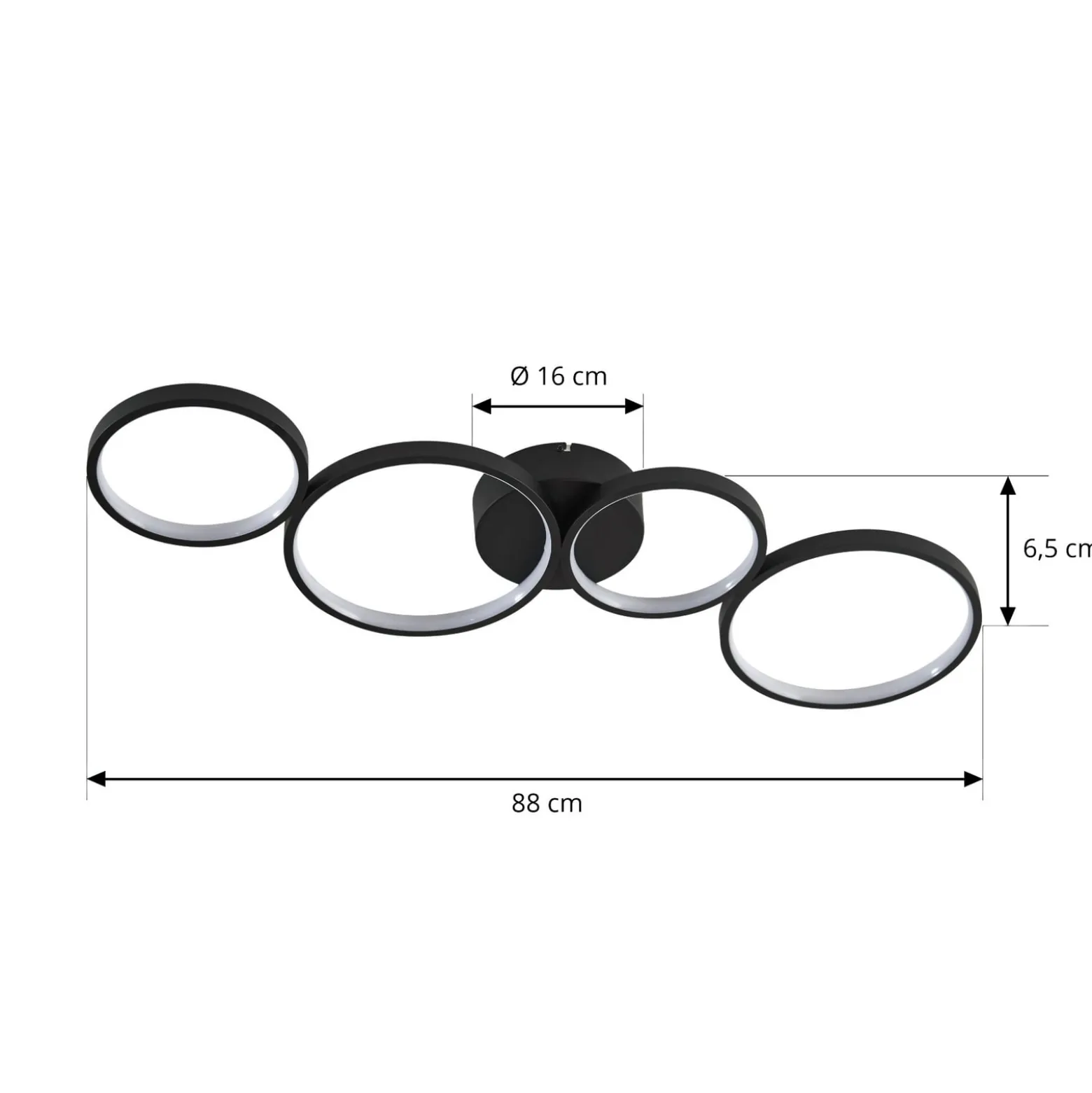 Lindby LED-Deckenleuchte Evengeline, schwarz, Alu, 88 cm