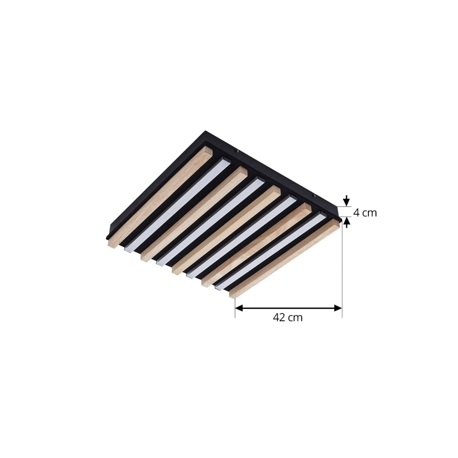 Lindby LED-Deckenleuchte Firka, weiß, Holz, 42cm, CCT, dim.