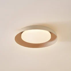 Lindby LED-Deckenleuchte Florie, beige, Metall, Ø 40 cm