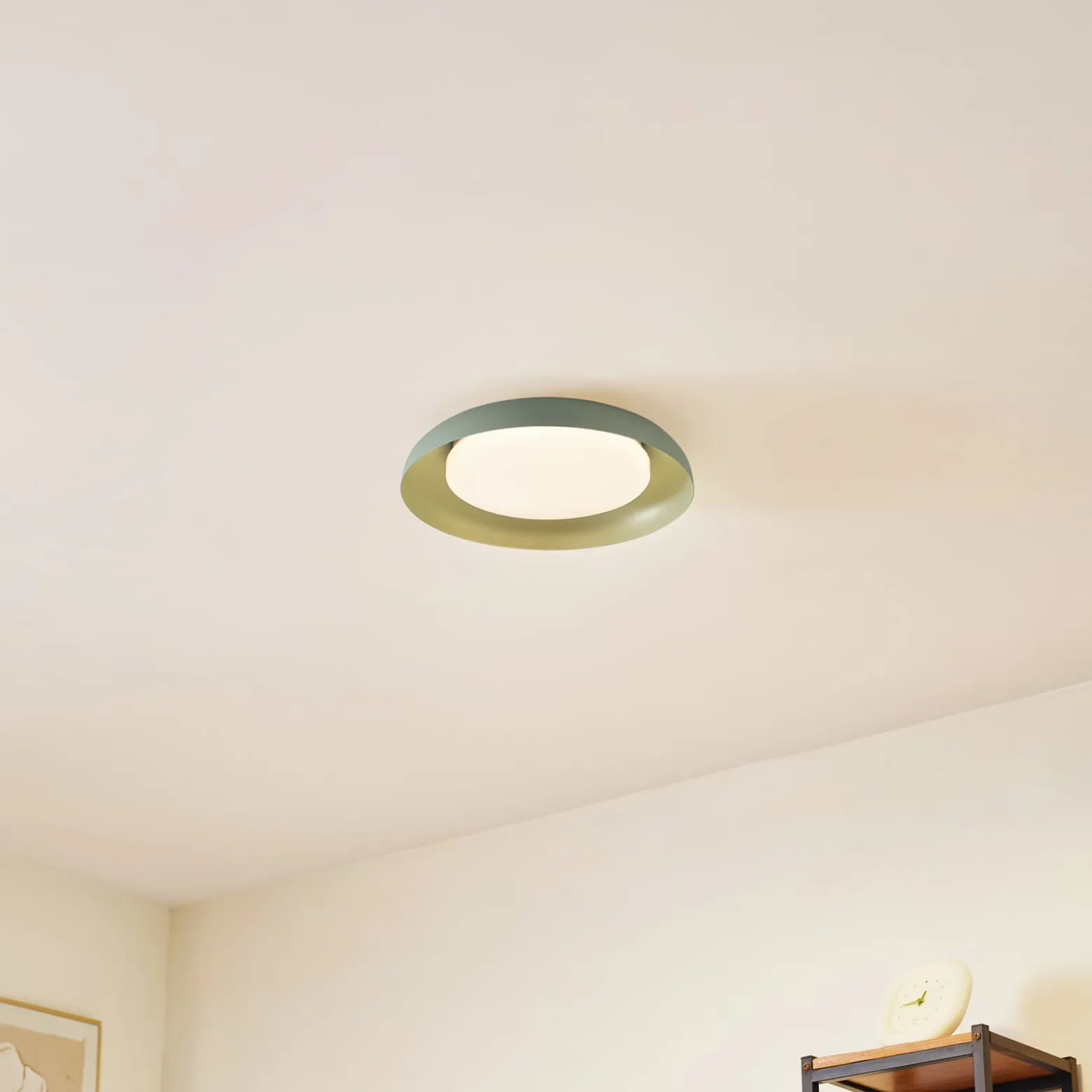 Lindby LED-Deckenleuchte Florie, grün, Metall, Ø 40 cm