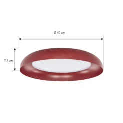 Lindby LED-Deckenleuchte Florie, rot, Metall, Ø 40 cm