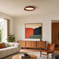 Lindby LED-Deckenleuchte Florie, rot, Metall, Ø 40 cm