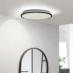 Lindby LED-Deckenleuchte Glane, Ø 38 cm, schwarz/weiß, IP44