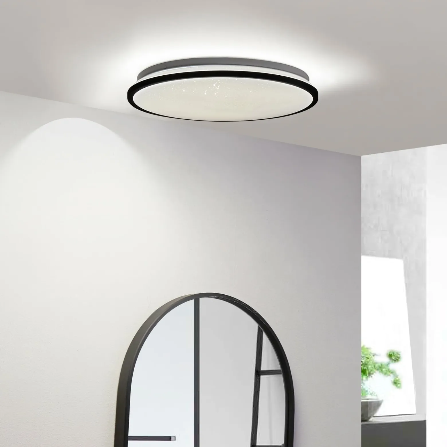 Lindby LED-Deckenleuchte Glane, Ø 38 cm, schwarz/weiß, IP44