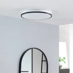 Lindby LED-Deckenleuchte Glane, Ø 38 cm, schwarz/weiß, IP44