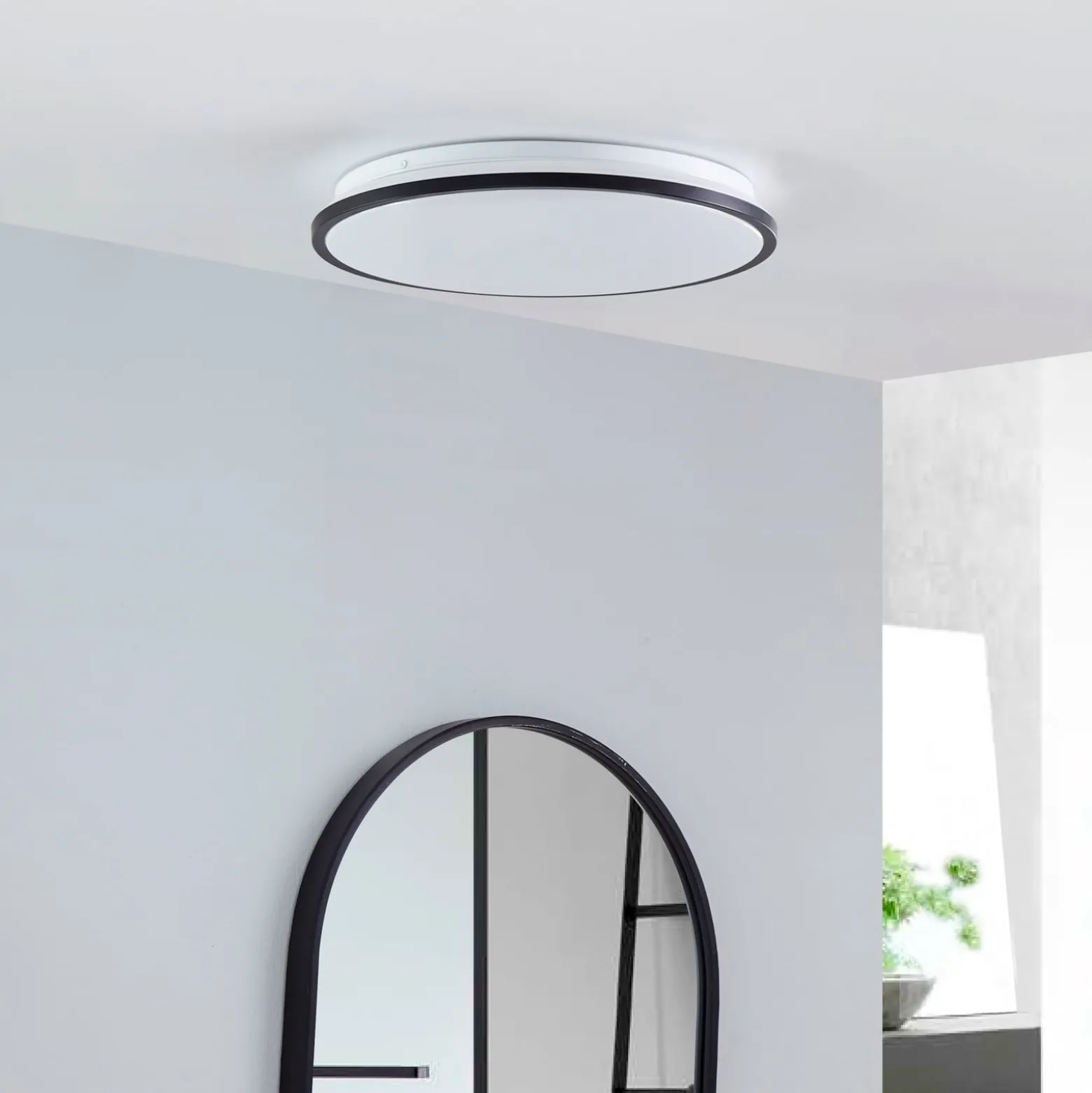 Lindby LED-Deckenleuchte Glane, Ø 38 cm, schwarz/weiß, IP44