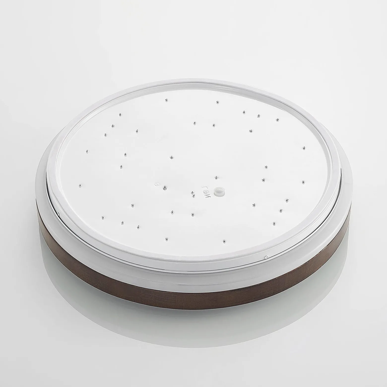 Lindby LED-Deckenleuchte Hudsona, Ø 49 cm, Holz, braun