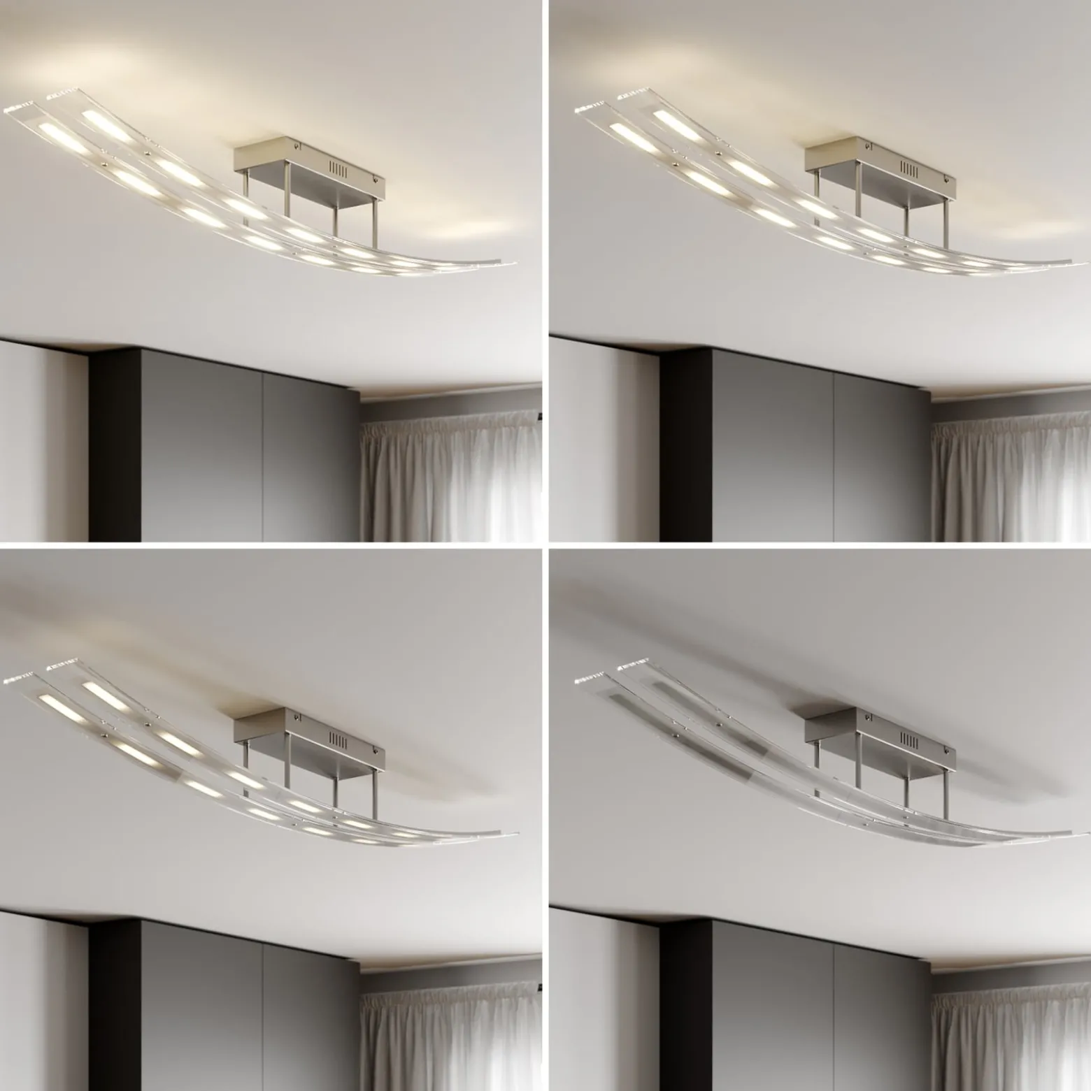 Lindby LED-Deckenleuchte Jarda, Glas, 134 cm lang, dimmbar
