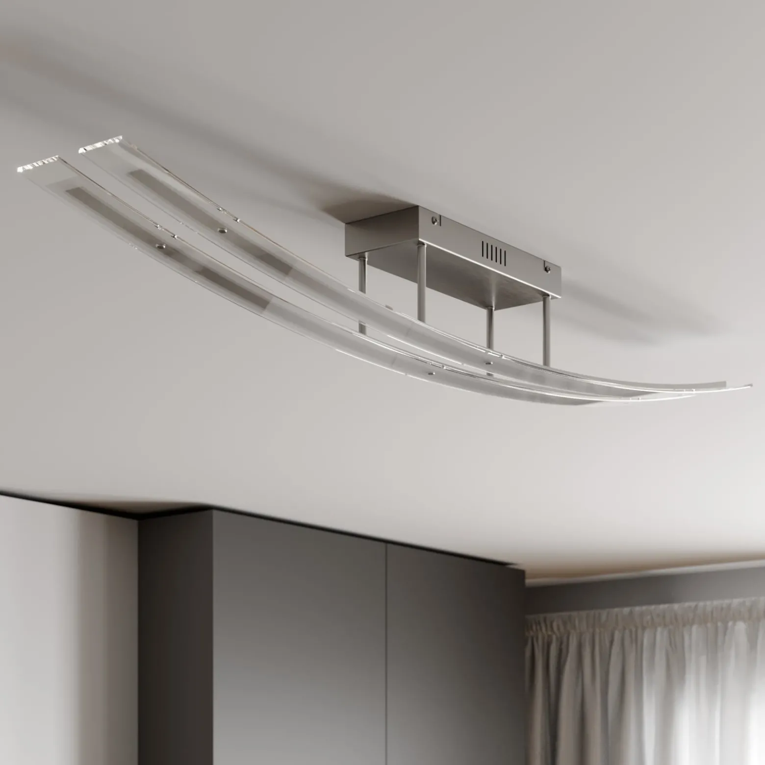 Lindby LED-Deckenleuchte Jarda, Glas, 134 cm lang, dimmbar