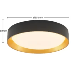 Lindby LED-Deckenleuchte Kambia, 55 cm, schwarz/gold, Metall