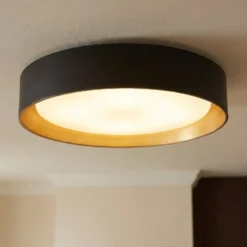 Lindby LED-Deckenleuchte Kambia, 55 cm, schwarz/gold, Metall