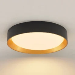 Lindby LED-Deckenleuchte Kambia, 55 cm, schwarz/gold, Metall