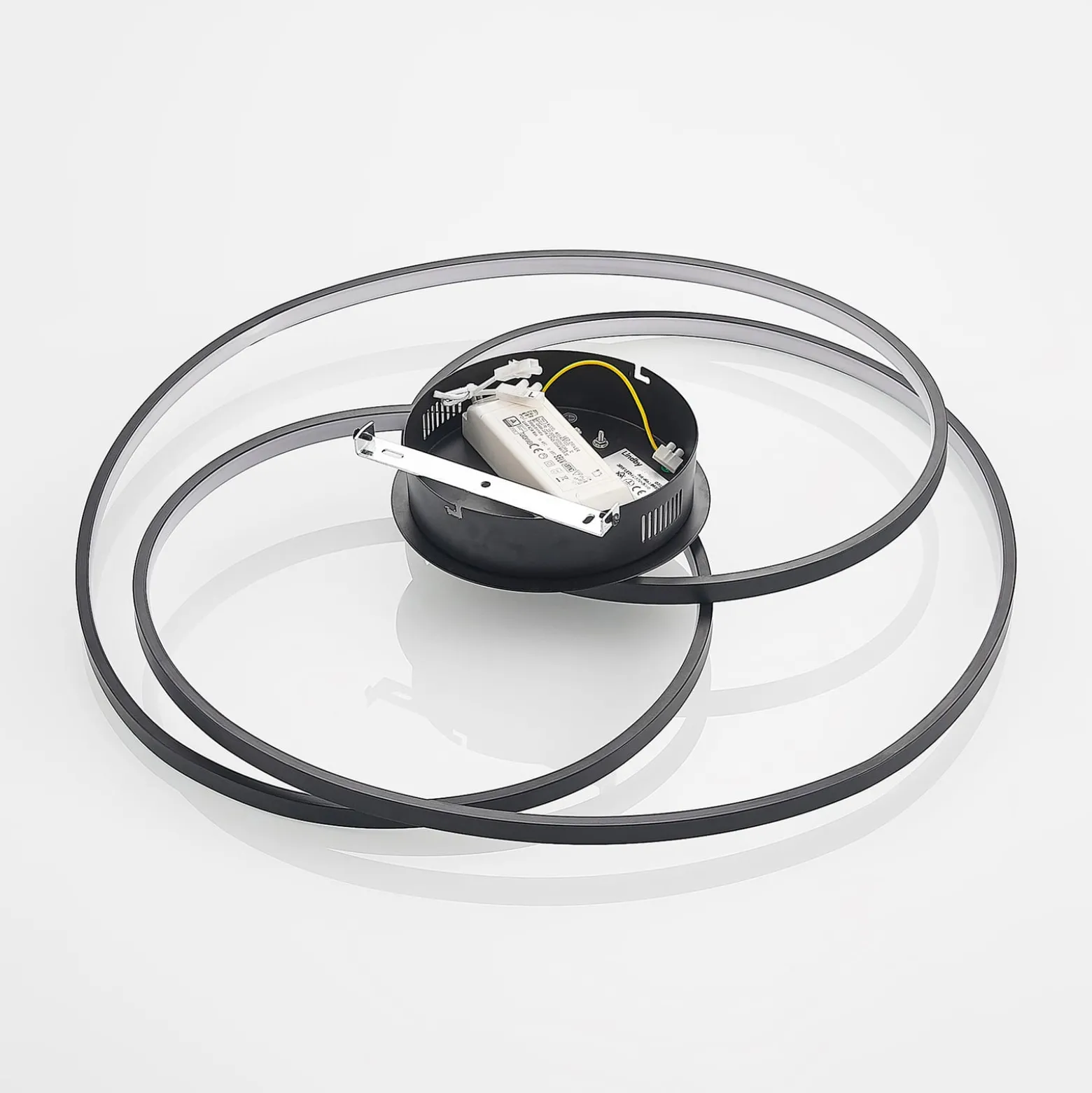 Lindby LED-Deckenleuchte Kateryna, schwarz, Ø 60 cm, dimmbar