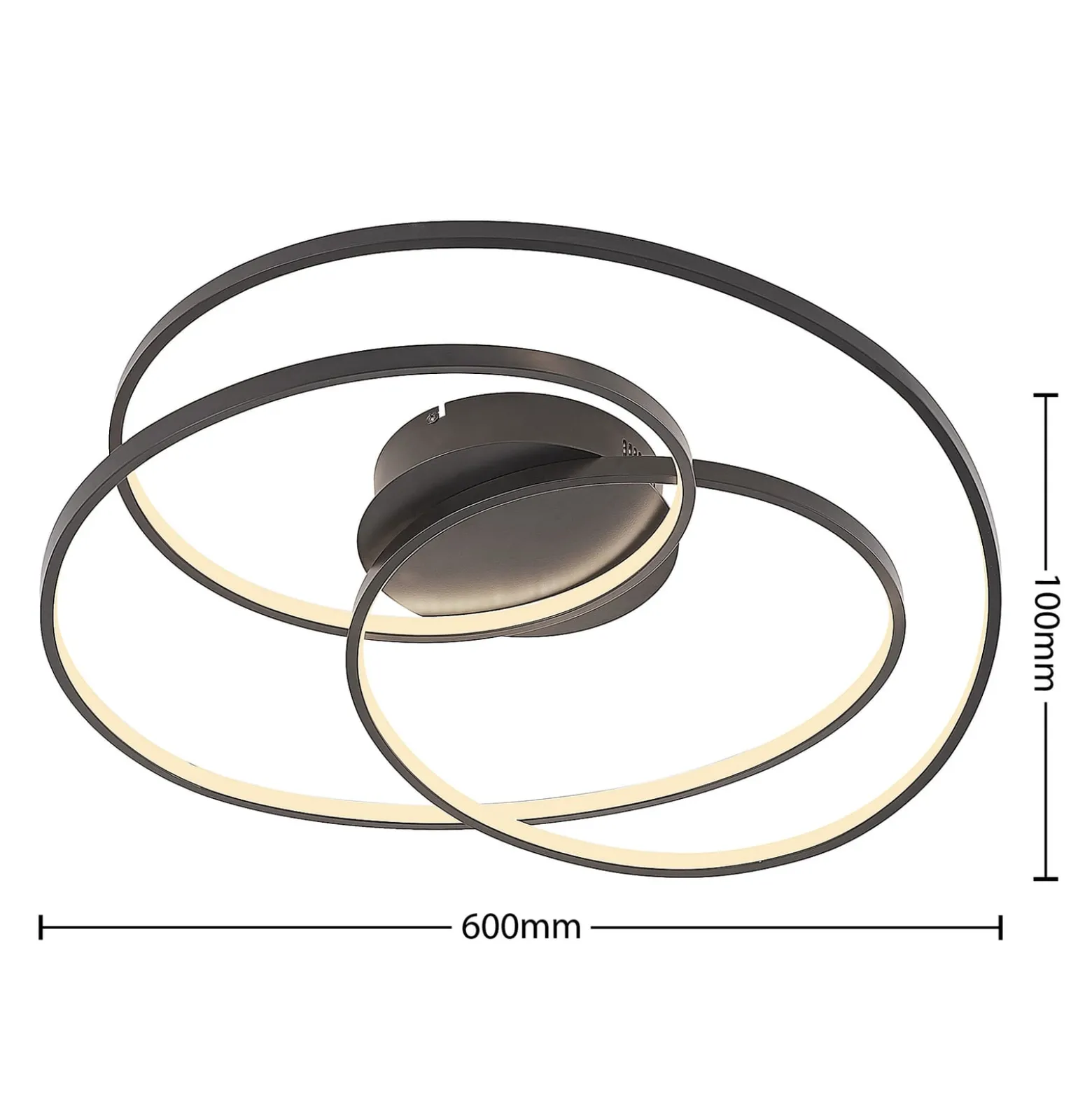 Lindby LED-Deckenleuchte Kateryna, schwarz, Ø 60 cm, dimmbar