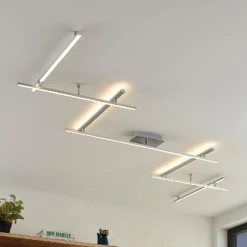 Lindby LED-Deckenleuchte Kerem, 345 cm, nickelfarben, Metall