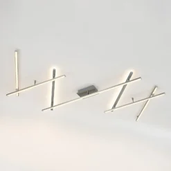 Lindby LED-Deckenleuchte Kerem, 345 cm, nickelfarben, Metall