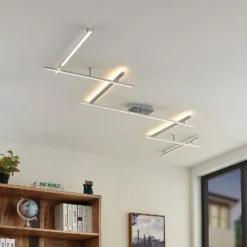 Lindby LED-Deckenleuchte Kerem, 345 cm, nickelfarben, Metall