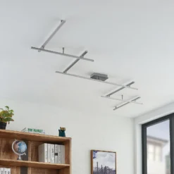 Lindby LED-Deckenleuchte Kerem, 345 cm, nickelfarben, Metall