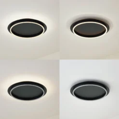 Lindby LED-Deckenleuchte Kunis, schwarz, Kunststoff, Ø 46 cm