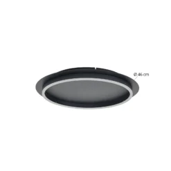 Lindby LED-Deckenleuchte Kunis, schwarz, Kunststoff, Ø 46 cm
