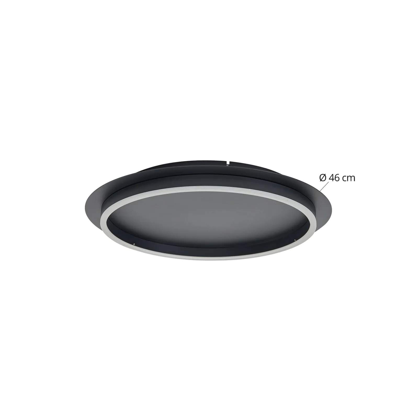 Lindby LED-Deckenleuchte Kunis, schwarz, Kunststoff, Ø 46 cm