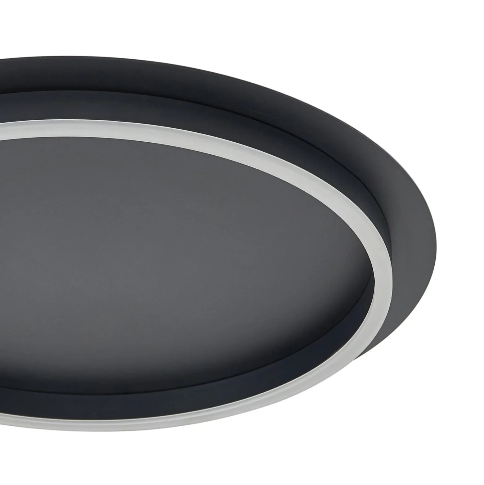 Lindby LED-Deckenleuchte Kunis, schwarz, Kunststoff, Ø 46 cm