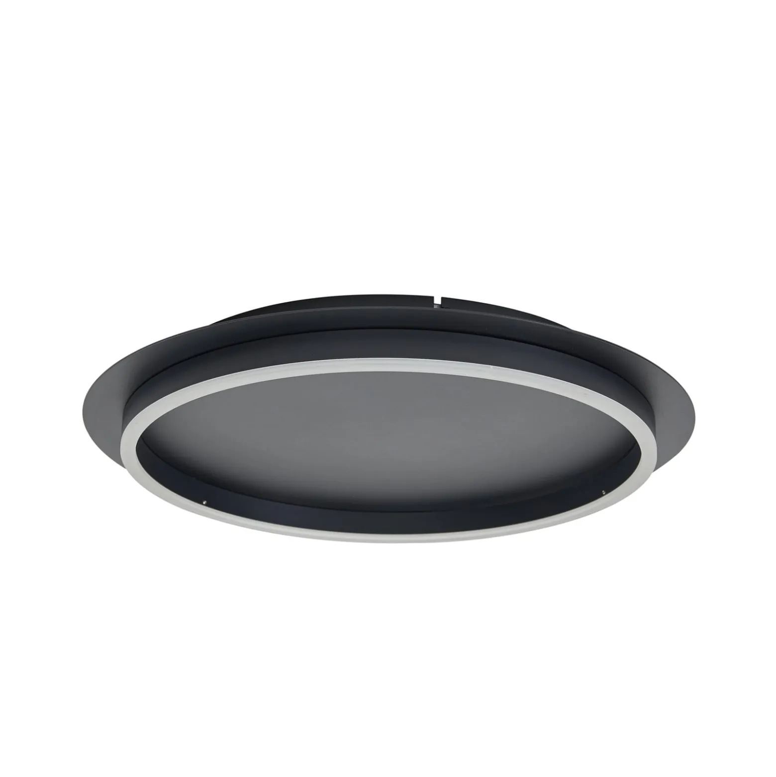 Lindby LED-Deckenleuchte Kunis, schwarz, Kunststoff, Ø 46 cm