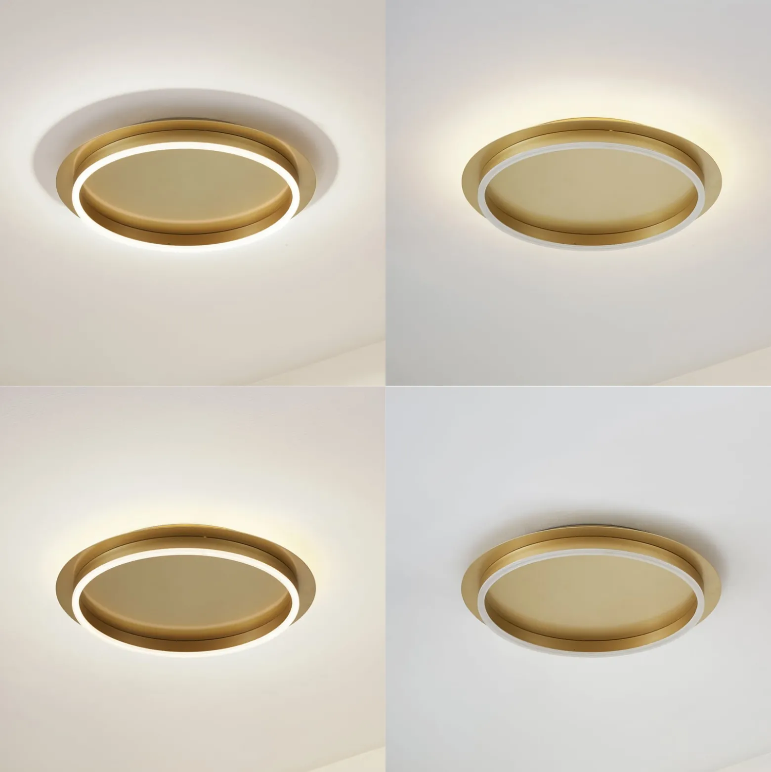 Lindby LED-Deckenleuchte Kunis, gold, Kunststoff, Ø 46cm