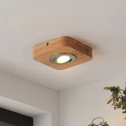 Lindby LED-Deckenleuchte Mikari, 14 cm, Holz, schwenkbar