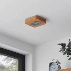 Lindby LED-Deckenleuchte Mikari, 14 cm, Holz, schwenkbar
