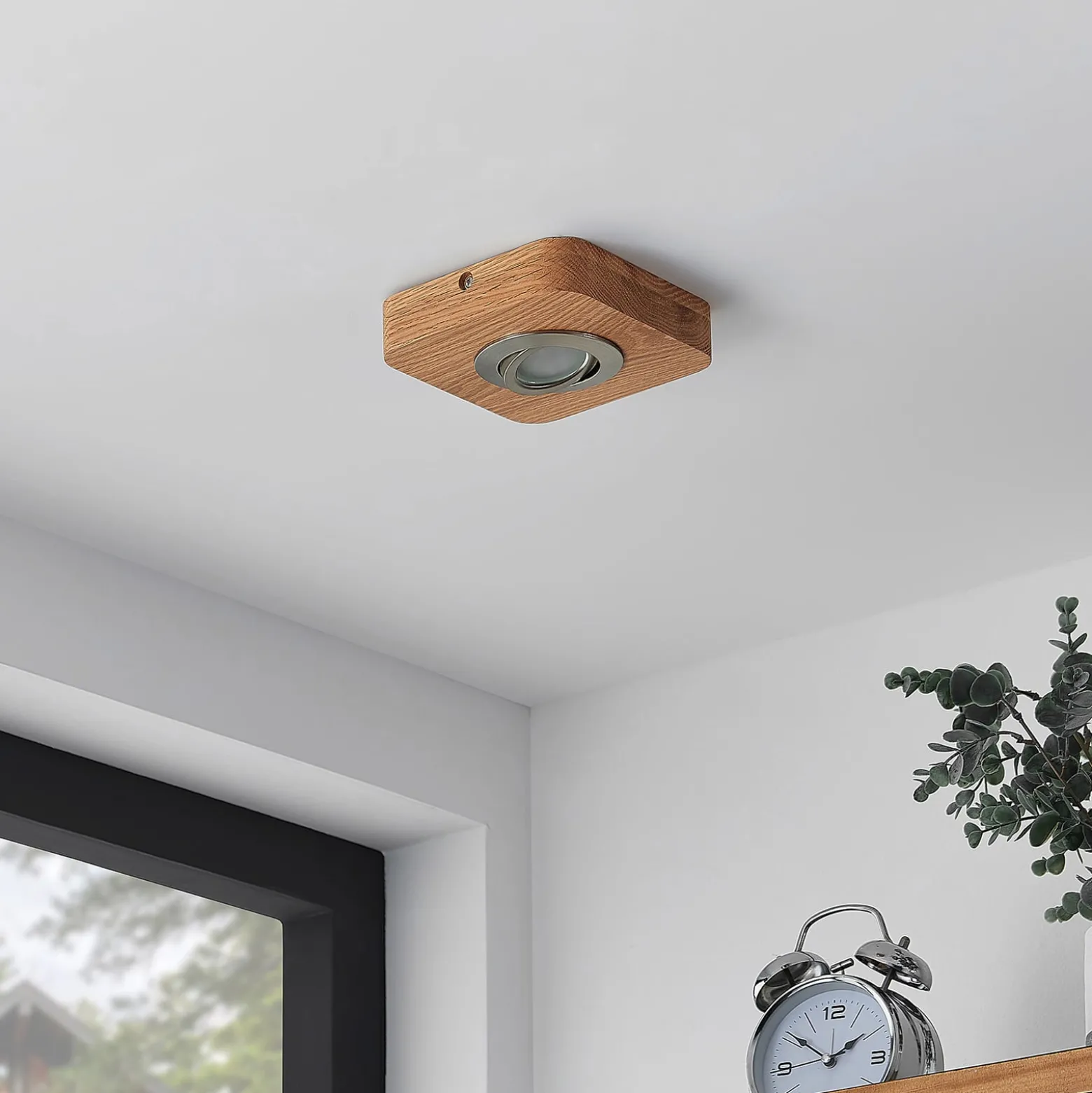 Lindby LED-Deckenleuchte Mikari, 14 cm, Holz, schwenkbar