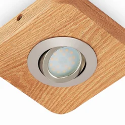 Lindby LED-Deckenleuchte Mikari, 14 cm, Holz, schwenkbar